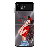 Telefono dėklas, skirtas Samsung Galaxy Z Flip 4 Z Flip3 5g dėklas, skirtas Galaxy Z Flip Hard Shell Metalinės tekstūros raštas Super Mom Fashion Girl Samsung Z Flip