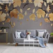 Šiuolaikinė 3D aukso lapų freska Svetainės sofos Miegamojo fono tapetų apdaila 3D freska 200 cm(W) x 140 cm(H) gray