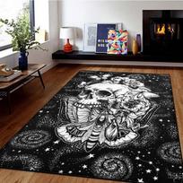 Gėlėtas Mirties Kaukolės Kandis Plotinis Kilimas Gotikinis Plotinis Kilimas Raganų Kilimas Okultinis Plotinis Kilimas Kaukolė Animacinis Anime Europa Didelė Gėlė Juodas Kilimas 40x120cm