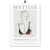 Retro Abstraktus Matisse Seksualios Merginos Gėlės Sienos Menas Drobės Tapyba Ir Spaudai Skandinaviški Plakatai Sienų Paveikslai Svetainės Dekorui 21*30cm white