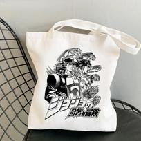 Jojo Bizarre Adventure shopping bag shopper canvas grocery bolsas de tela bag shoping jute cloth boodschappentas grab 24*26cm white