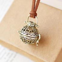 Hi Hollow Brass Open Locket Classic Cage Necklace Box eterinių aliejų kvapų aromaterapinis difuzorius auksas