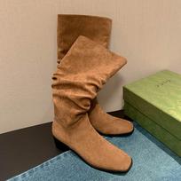 Krazing Pot Flock Autumn Winter Shoes Pleated Decoration Women Thigh High Boots 35 ruda