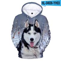 Animal Dog Hasky 3D Print Oversized Moterų / Vyrų megztinis Megztinis Streetwear Hip Hop Megztinis Striukė su gobtuvu Vyriška laisvalaikio sportinė apranga 4XL gray