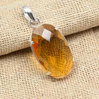 Fasuotas medaus topazo brangakmenis 925 sterlingų sidabro rankų darbo senovinis papuošalų pakabukas 1.77 Inches oranžinė