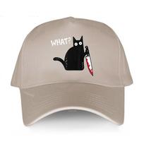 summer yawawe male brand cap Personality What Murderous Cat Holding Knife unisex baseball caps Cotton Funny Halloween hat Adjustable