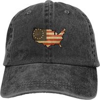 US Map Betsy Ross Flag Unisex Fashion Dad Hat Cotton Adjustable Baseball Cap One Size