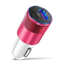 Dvigubas USB automobilinis įkroviklis Pd Type C Greito įkrovimo automobilinio telefono adapteris, skirtas iPhone 13 12 Xiaomi Huawei Samsung rožinė