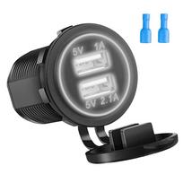 Dviejų USB lizdų automobilinis įkroviklis Greitas įkrovimas 3.0 12v/24v USB greitas įkroviklis Lizdas, jutiklinis jungiklis, skirtas automobiliniam jūriniam motociklui balta