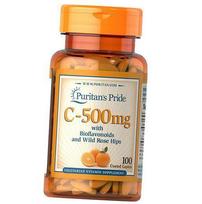 Vitaminas C su Bioflavonoidais ir Erškėtuogėmis, Vitamin C-500 su Bioflavonoidais ir Erškėtuogėmis, Puritan's Pride 100 kapsulių (36367176) 100caplets