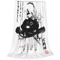 NieR Automata 2B Game Waifu Japan Ink Blankets Flannel Throw Blankets Bedroom Sofa Personalised Soft Warm Bedspreads 75x100cm