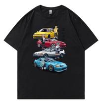Juokingi klasikiniai pradiniai DT marškinėliai Unisex Harajuku marškinėliai Unisex Hip Hop GTR Vaporwave JDM Car Print Marškinėliai Laisvalaikiai Oversize Tops Tee L