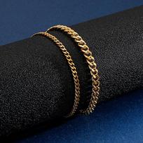 Simple titanium steel men's trend hip -hop bracelet accessories 20cm 3mm black