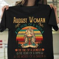 Retro Sunset Yoga August The Soul Of A Witch Black Unisex T-shirts XXXXL brown