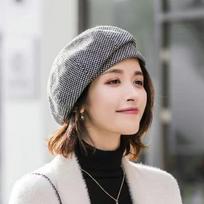 Simple Women Beret for Elegant Lady Winter Female Cotton Hats Plaid Vintage Octagonal Casual Boina Autumn Girl Cap 55-58cm juoda
