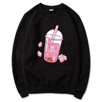 Love Axolotl Bubble Tea Hoodies Winter Kawaii Clothing Unisex/Women Crew Neck Hoodie Autumn Sweatshirt Vintage Harajuku Sudaderas L pink