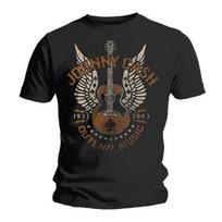 Johnny Cash Guitar Wings Outlaw Unisex marškinėliai L black