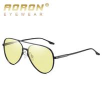 AORON aliuminio magnio metalinis rėmelis mados naktinis matymas fotochrominiai poliarizuoti saulės akiniai verslo akiniai vairavimo akiniai Night Vision Photochromic juoda