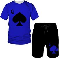 Fashion Men/Women Poker Playing Card 3D Print Tee/Shorts/Set Casual Sport Suit Couple Outfits Summer Hip Hop Streetwear Clothing L gray