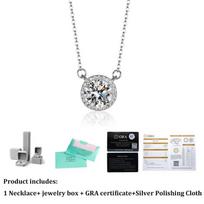 Naujas tikras moisanito apvalus pakabukas karoliai D spalvos VVS1 laboratoriniai deimantai S925 sterlingų sidabras moterims vestuviniai puikūs papuošalai 6.5mm 1.0ct D Color