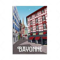 Ainhoa - Bayonne, Saint-Jean-de-Luz, San Sebastian, Guéthary, Sare, Basque Country, Spain, cityscape, sunset travel poster 21cm×30cm NoFrame