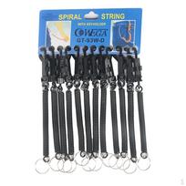 Pack of 12 Retractable Spiral Stretch String Keychain Keyring Black black