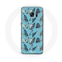 Coque pour Samsung Galaxy S6 edge Papillons Fond bleu