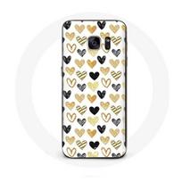 Coque pour Samsung Galaxy S6 edge Fond de texture abstraite coeurs noir jaune et gris