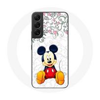 Coque pour Samsung Galaxy S22 Mickey Mouse Fleurs Cœurs