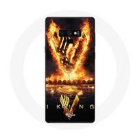 Coque pour Samsung Galaxy Note 9 Vikings Série Saison 6 logo V Epée de Feu Fond Noir