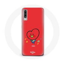 Coque pour Samsung Galaxy A70 BTS Bangtan Garçons BT21 TATA V Fond Rouge