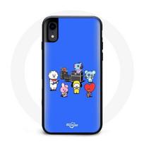 Coque pour Iphone XS Max BTS BT21 Tata Chimmy Cooky Rj Koya Shooky Et Mang Jouent De la musique Fond Bleu