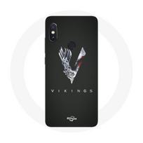 Coque pour Xiaomi Redmi Note 5 Pro Vikings Série Saison 6 logo V Epée Gris Fond Noir