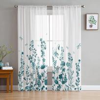 Gėlės Lapas Sraigė Skaidrios Užuolaidos Svetainei Miegamajam Tulo Užuolaida Virtuvei Voile Užuolaida Žaliuzių Panelės 135W x 114H(cm) white