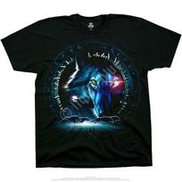 Nature Wolf Stare Tribal Black Mystery Unisex T-Shirt S blue