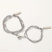 1Pora Tanabata porų titano plieno meilės pakabukų magnetinės apyrankės nišinio dizaino tendencijos, sukrautos su merginų papuošalais 1 pair white