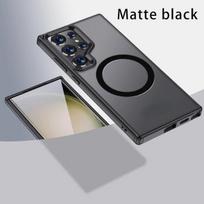 Skirtas Samsung S24 Ultra Magsafe dėklui Magnetinis belaidis įkrovimas Permatomas matinis smūgiams atsparus akrilo buferio dangtelis, skirtas Samsung S23 Ultra S23 FE S23 juoda