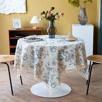 Retro kiniškas bijūnų rašto medvilninis lininis stalo užtiesalas su kutais namų dekoravimui, korėjietiškos stačiakampės staltiesės restoranui 60*60cm