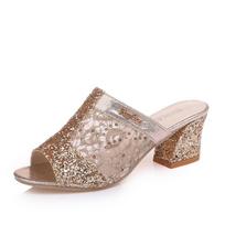 Women Summer Home Slippers Flip Flops Peep Toe Lace Sandals Glitter Sandals Platform Bling Ladies Shoe 40 sidabras