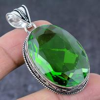 Natural Peridot Gemstone Handmade 925 Sterling Silver Jewelry Pendant 2.17  g2y03 green