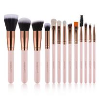 Loose powder brush, foundation concealer brush for beginners, 13 pink animal hair makeup brushes, soft hair solid eye shadow brush with bucket beige