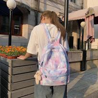 Female Waterproof Schoolbag Large Capacity Backpack Versatile Vintage Tie Dyed Backpack Colorful Doll Pendant Backpack 31*13*43cm gray