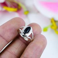 Natural Black Onex Gemstone 925 Solid Sterling Silver Jewelry Ring Size 10 F4z25