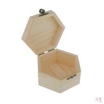 3 X medinės šešiakampės smulkmenos skrynios dovanų dėžutė 10,5 6,5 cm