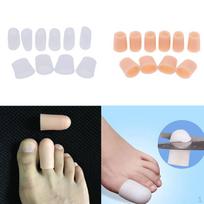 10 Pairs, Silicone Toe Caps Tubes, Hammer Pads, Soft Straightening beige
