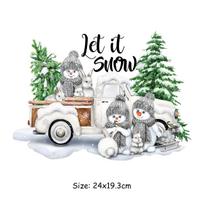 Let It Snow Thermal Patches Heat Press Appliqued Jeans Diy Accessory Sticker Stripes Fashion Patches For Clothing Christmas Gift gray