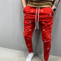 Gothic Skull Full Print Laisvalaikio raišteliai Baggy Vyriški sportinio kostiumo kelnės velvetinės tiesios sportinės kelnės Vyriškos hiphopo ilgos kelnės M raudona