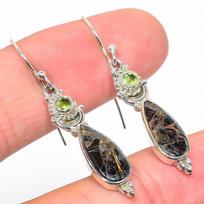 Natural Copper Turquoise,Peridot 925 Solid Sterling Silver Earring 1.75  p7S48 pink