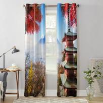 Fuji With Fall Colors In Japan Modern Window Curtains Drape For Kitchen Living Room Bedroom Decoration Curtains 135W x 60H(cm) x1 gray