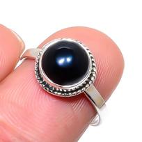Natural Black Onex Gemstone Handmade 925 Sterling Silver Jewelry Ring S.8 t2n17